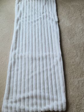 White Faux Fur Ribbed Body Pillow Cover